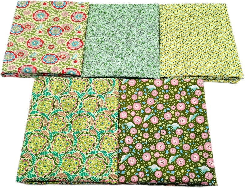 iNee Green Fat Quarters Fabric Bundles, Precut Cotton Fabric Squares for Sewing Quilting, 18 x 22 inches, Green - Image 2